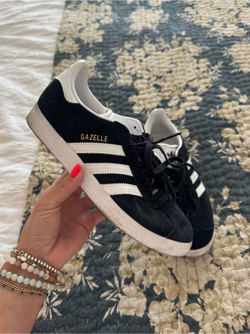 adidas Black & White Gazelle Suede Sneakers